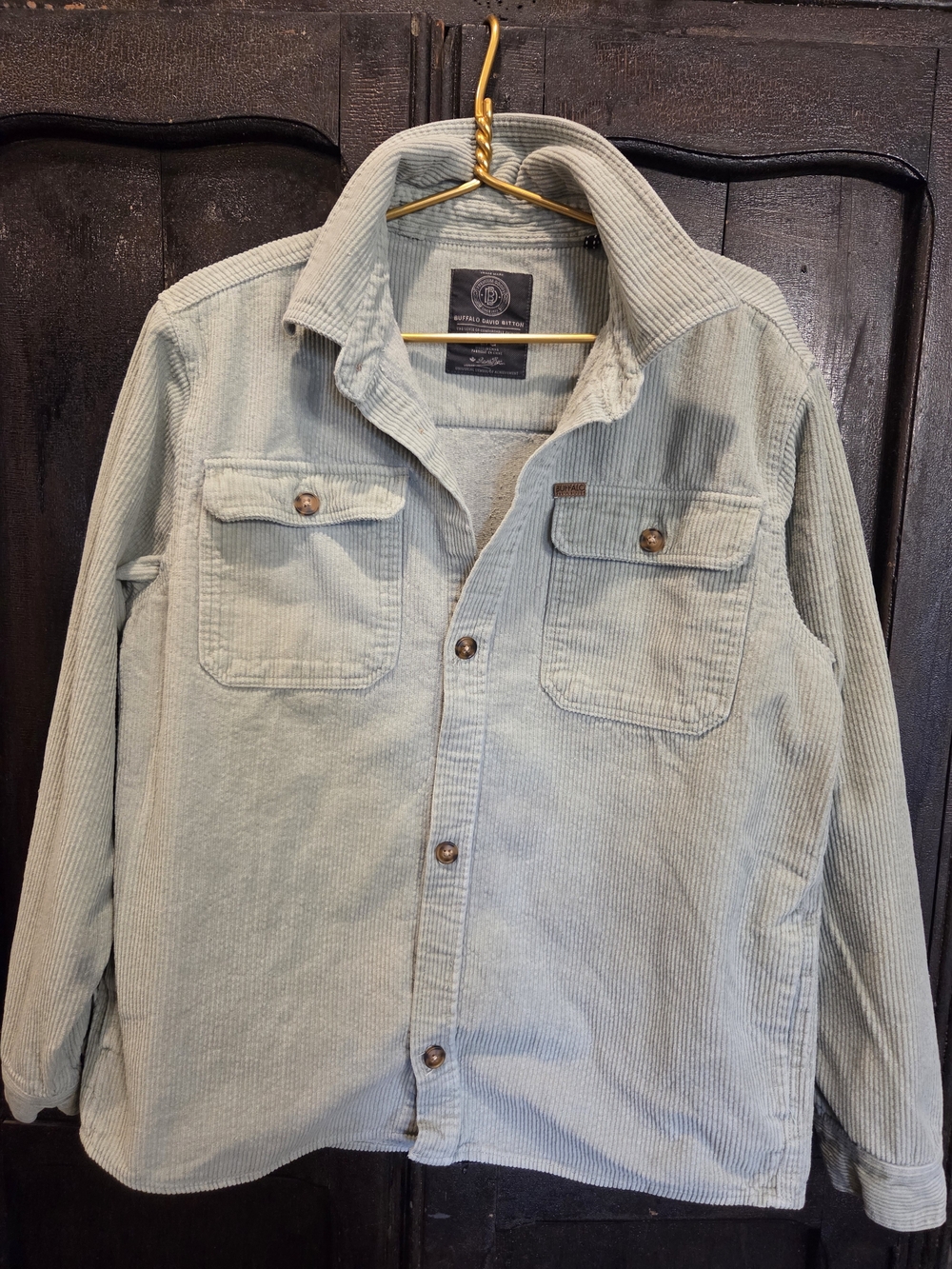Buffalo David Bitton Men's Light Sage Corduroy Shirt/Jacket (Large)